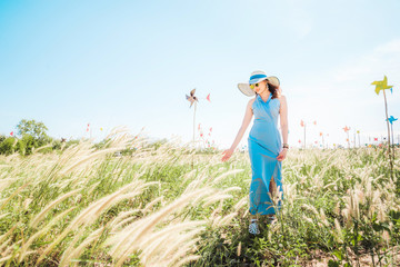 Relaxing in a meadow in the summer sun,spring time.