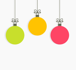 Christmas colorful balls hanging ornaments.