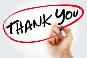 Thank You with marker, business concept background
