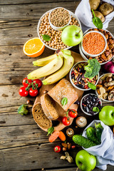 Healthy food. Selection of good carbohydrate sources, high fiber rich food. Low glycemic index...