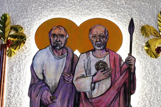 St. Simon and St. Judas Thaddaeus on tha altar of the church of Saint Blaise in Zagreb, Croatia