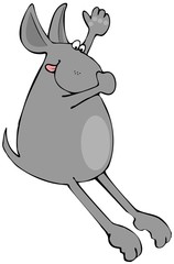 Dog holding its nose while jumping