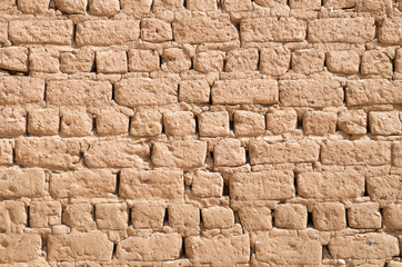 Ancient adobe wall closeup