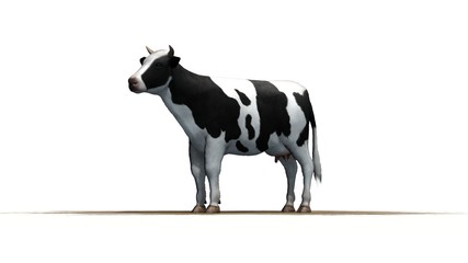 Cow on a sand area - separated on white background