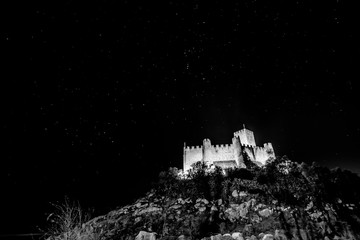 Almourol Castle by night BW, Portugal III