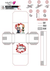 white box template with illustrations for cutting and gluing