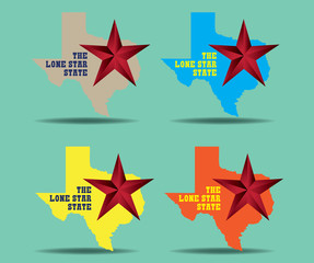 Texas map with Star and Nickname The Lone Star State, Vector EPS 10