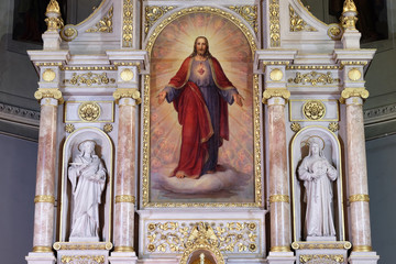 Main altar in Basilica of the Sacred Heart of Jesus in Zagreb, Croatia 