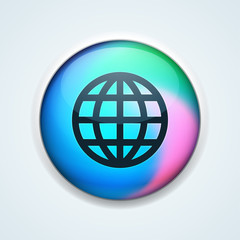 Earth Planet button holographic style illustration