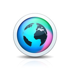 Earth Planet button holographic style illustration