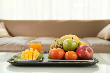 Fresh fruits on tray