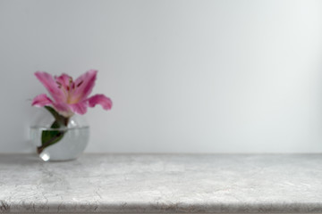 White Marble Table Top can used for display or montage your products. Selective focus blurred white...