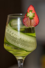 cocktail with cucumber and strawberry