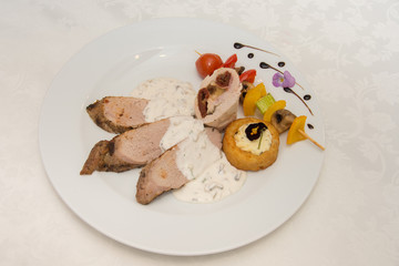  menu restaurant -aperitif on plate,Delicacies and snacks in the buffet. Seafood. A gala reception. Banquet. Catering