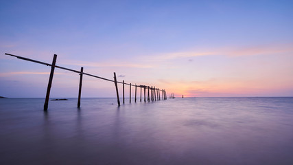 Beautiful colored sky during sunset at Pilai beach
