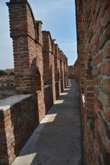 Fototapeta premium Insude Of The Walls Of Castelvecchio Castle In Verona. Travel, holidays, architecture. March 30, 2015. Verona, Veneto region, Italy.