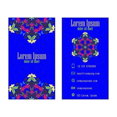 Obraz na płótnie Canvas Blue Vector vintage visiting card. Floral mandala pattern and ornaments.