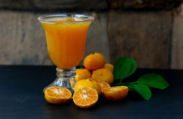fresh Chinese orange cut and orange juice 