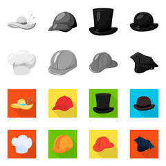 Vector design of clothing and cap sign. Set of clothing and beret stock symbol for web.