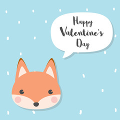 A Cute Fox Wolf Vector illustration for Valentine's Day invitation card.