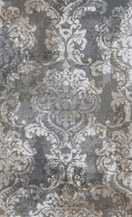 Rococo texture pattern Vector. Floral ornament decoration old effect. Victorian engraved retro design. Vintage fabric decors. Gray brown colors - 247583546