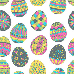 Seamless pattern of easter eggs
