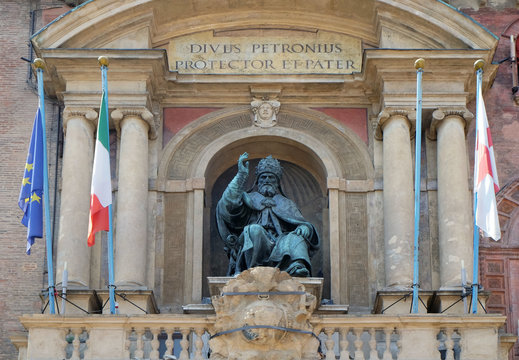 Bologna landmark Pope Gregory XIII statue in Bologna, Italy