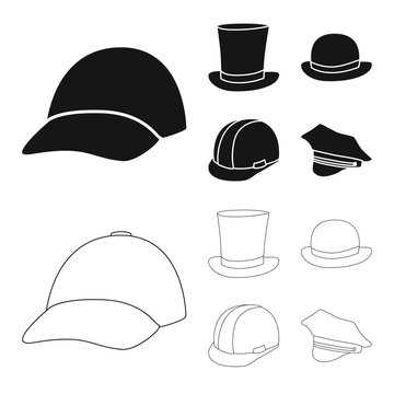 Vector design of clothing and cap icon. Set of clothing and beret vector icon for stock.