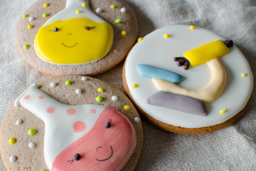 Scientific experiment  style cookies. gingerbread with decor in the style of  chemical ...