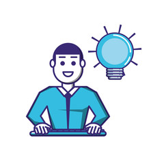 elegant businessman with bulb