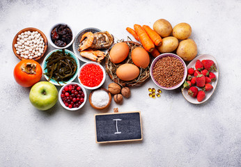 Healthy food containing iodine. Products rich in I