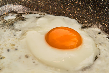 Fryed egg on frying pan
