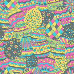 Abstract seamless pattern of easter eggs