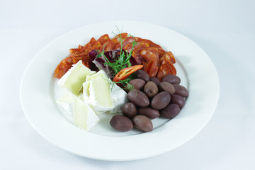 salami, brie cheese, kalamata olives