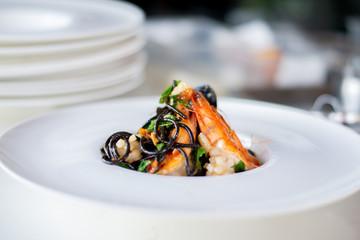 Black Spaghetti and Shrimp