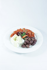 salami, brie cheese, kalamata olives