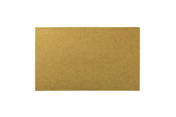 brown recycled paper rectangle isolated on white background.
