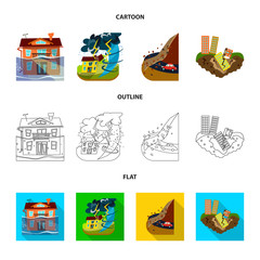 Vector design of weather and distress symbol. Set of weather and crash stock vector illustration.