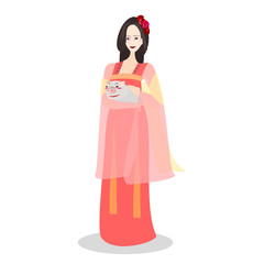   Happy International  Woman Day. Lady cartoon character  on isolated background.