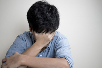 Fototapeta premium Pictures of people are stressed or have problems with life which is a suffering that cannot be drained out.