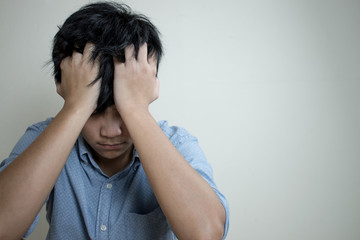 Pictures of people are stressed or have problems with life sitting on the wall in the room.