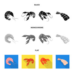 Isolated object of appetizer and ocean symbol. Set of appetizer and delicacy stock symbol for web.