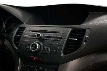 Naklejka premium Modern car dashboard. Control panel with buttons.