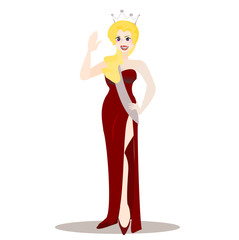   Happy International  Woman Day. Lady cartoon character  on isolated background.