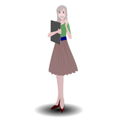   Happy International  Woman Day. Lady cartoon character  on isolated background.