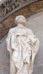 Fototapeta na wymiar Saint, Lunette of San Petronio Basilica by Jacopo della Quercia in Bologna, Italy