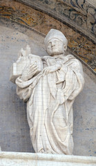Saint, Lunette of San Petronio Basilica by Jacopo della Quercia in Bologna, Italy