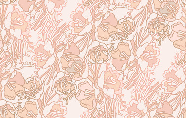 Fototapeta premium Floral seamless pattern. Hand drawn illustration. Vector artwork.