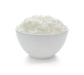 rice in bowl isolated on white background