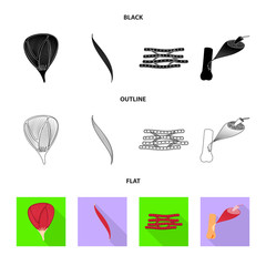 Isolated object of fiber and muscular sign. Collection of fiber and body  stock symbol for web.